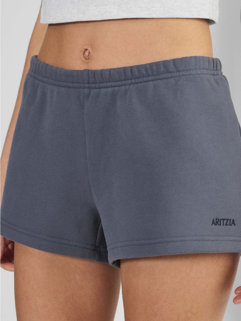 NWOT Aritzia Cozy Sweatfleece Boyfriend Lo- Rise Mini Short Vintage Navy XS